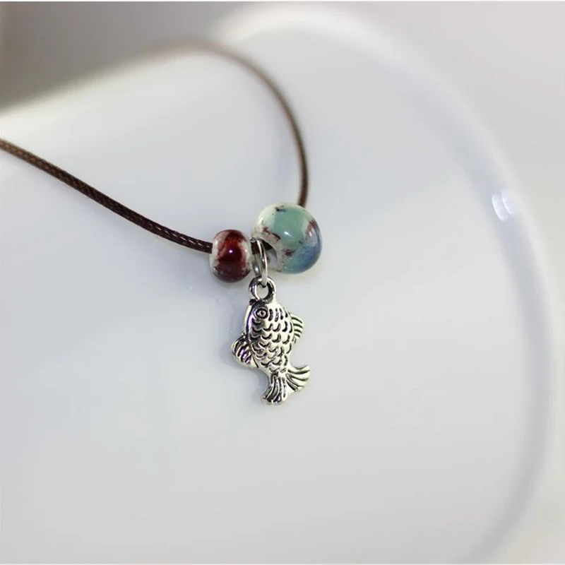 Босиком на пляже Летний стиль браслет с керамическими бусинами ножной