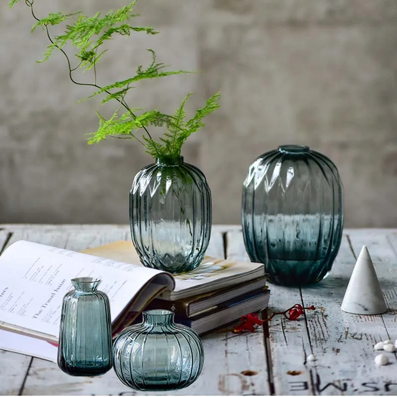 Glass vase living room home decoration flower arrangement dried art garden Chinese style simple | Дом и сад