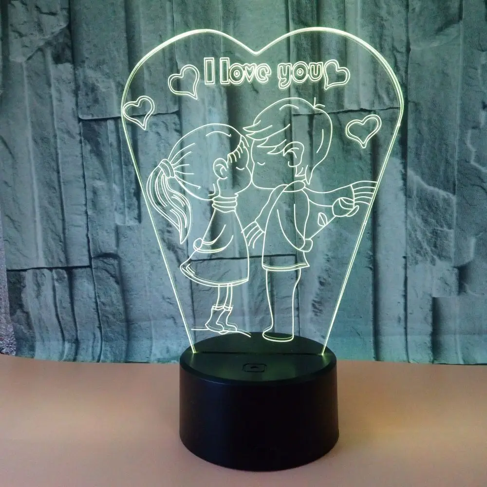 Персональная 3d лампа с узорами настольная на заказ Я люблю тебя для спальни