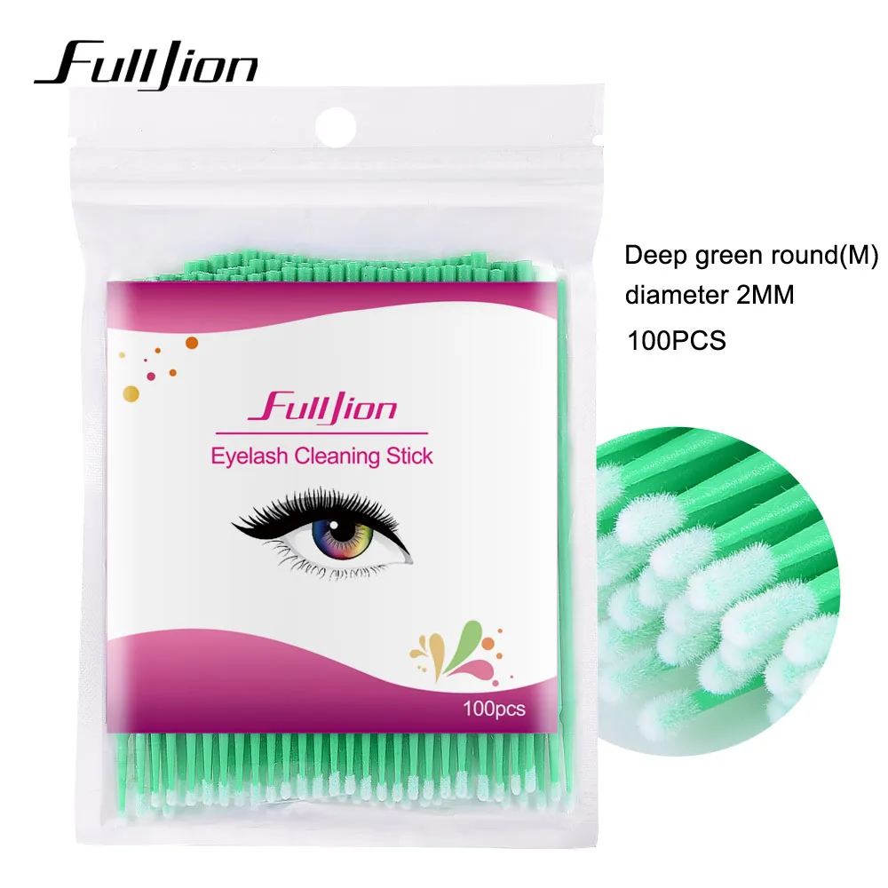 deep green Fulljion 100 шт./упак. кистей для макияжа тушь для ресниц микро щетка-тампон ресницы для наращивания ресниц снятия экрана и набором инструментов для чистки - Handle Color: deep green