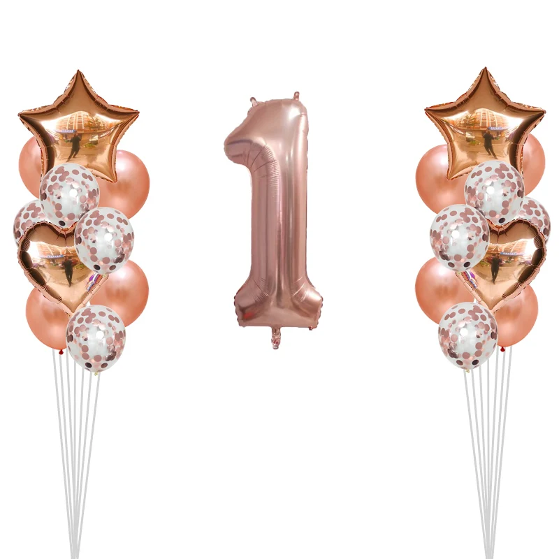 1 years old 25 шт. Baby Shower 1st 30 декор для вечеринки в честь Дня Рождения 4" номер 1 фольга воздушные шары для маленьких мальчиков воздушные шарики для девочек латекс розовое золото конфетти - Цвет: 1 years old