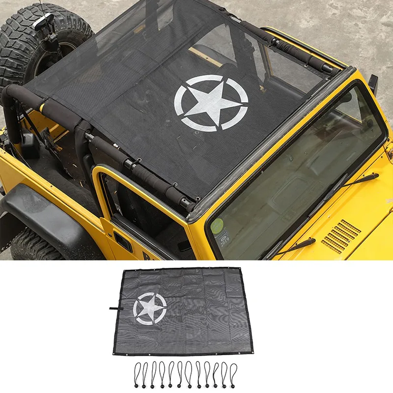 Big Roof Net Star SHINEKA автомобильные чехлы для Jeep wrangler tj 1997-2006 Топ Солнцезащитная сетка автомобильный чехол на крышу багажника защита от ультрафиолета сетка для wrangler TJ - Название цвета: Big Roof Net Star