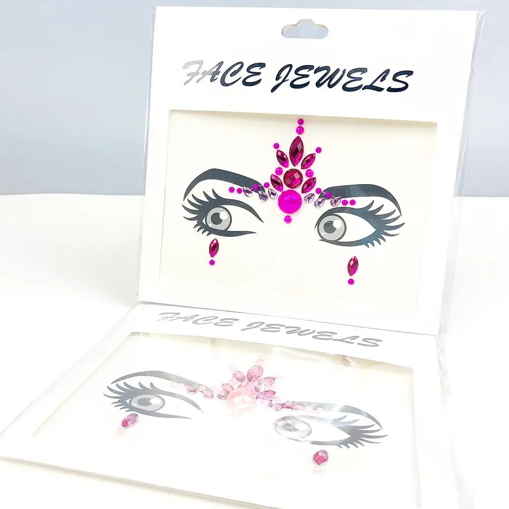 

Music Festival Face Diamond Sticker Eco-Friendly Resin Crystal Rhinestone Face Sticker Holiday Party Dance Eyebrows Face Adhesiv