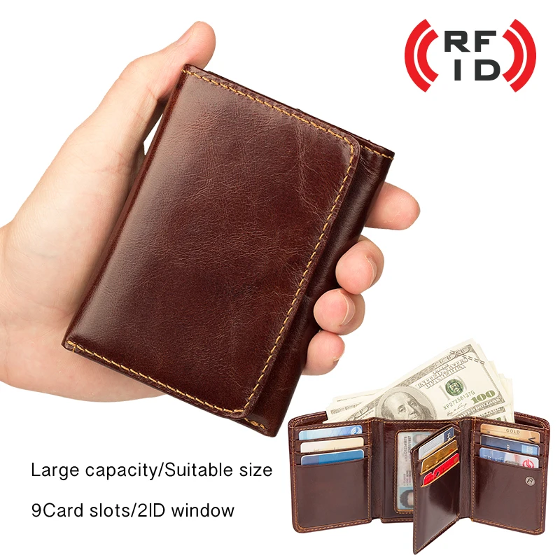 J.M.D RFID Блокировка кошельки из натуральной кожи для мужчин ID держатель карты Чехол