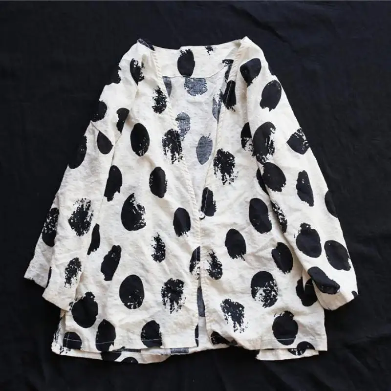 Женские блузки с рукавом летучая мышь Johnature повседневные летние топы в горошек