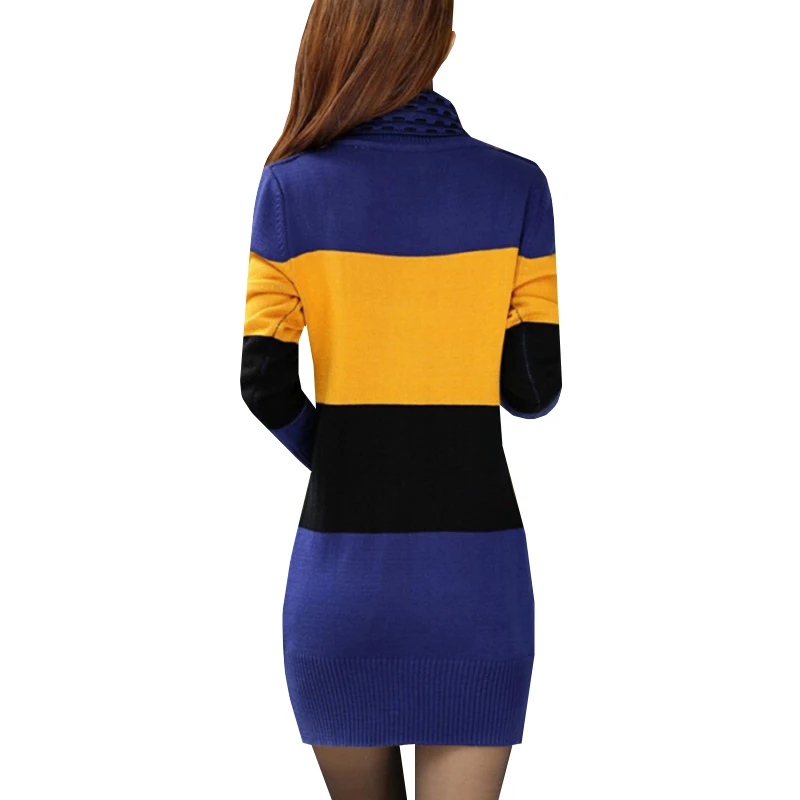 Осень зима Платья свитеры Для женщин Водолазка Sexy пуловеры вязаное платье