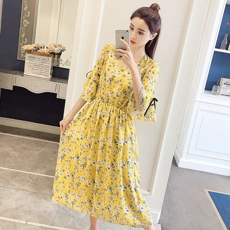 

Summer Chiffon Nursing Dresses Maternity Women Clothes Floral Printing Feeding Dress Breastfeeding Dresses Maternity Vestidos