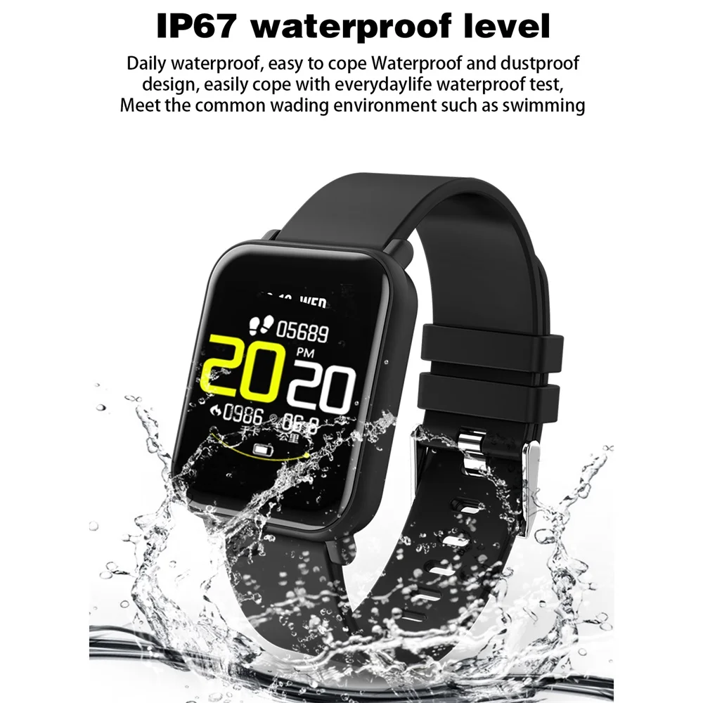 696 R6 Fitness Smart Bracelet Full Screen Touch Sports Meter Step Heart Rate Monitoring Intelligent Reminder Multi-Language | Электроника