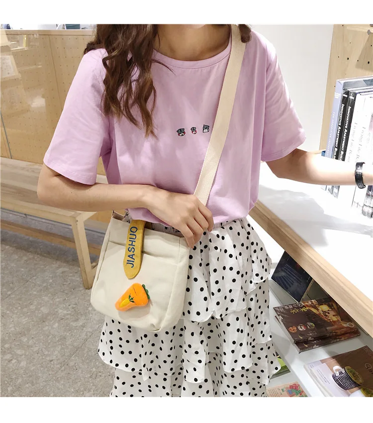 2019 vegetable lady canvas shoulder bags high quality messenger bag cute women free shipping | Багаж и сумки