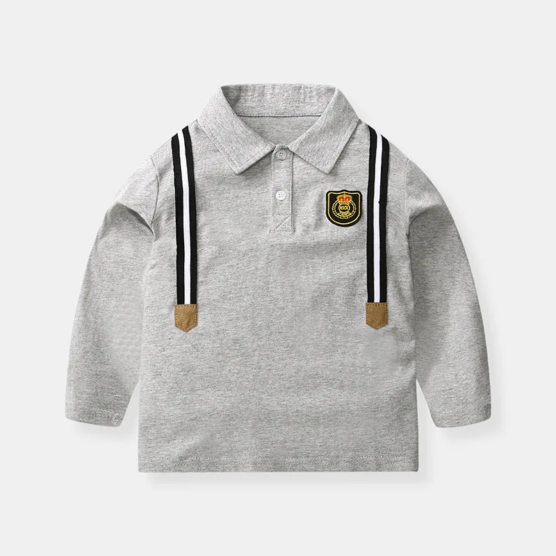 Новая детская одежда на весну и осень хлопковая рубашка поло с длинными рукавами