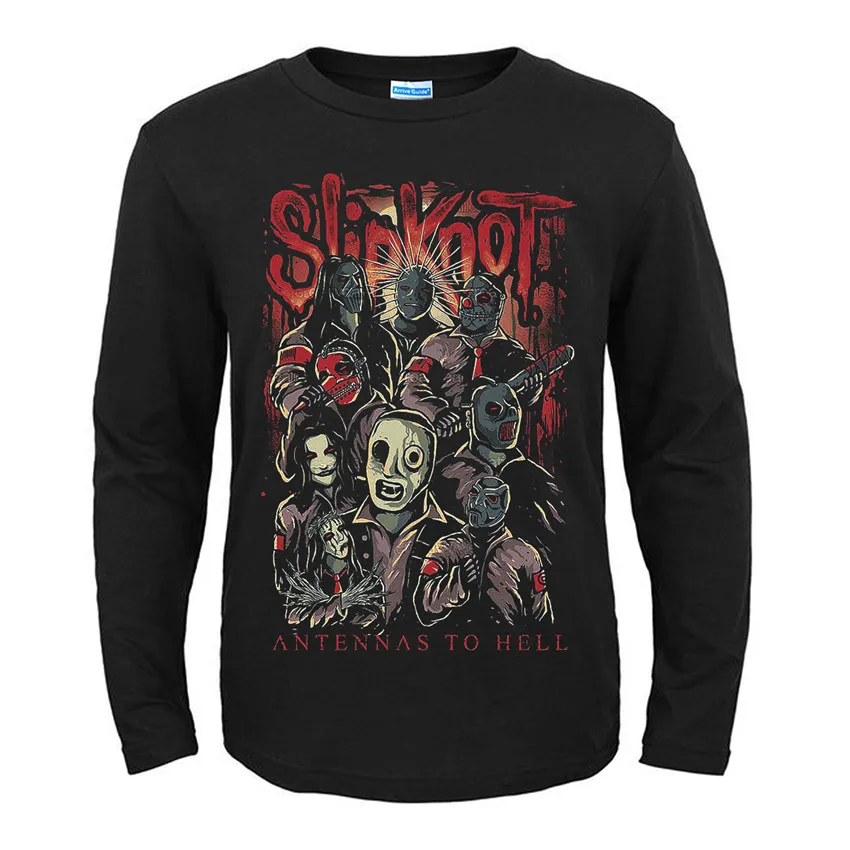 6 22 дизайна американская группа Slipknot рок черная футболка Полный Длинный Рукав Рубашка тяжелый трэш Металл хлопок camiseta Панк Рокер уличная одежда - Цвет: 6