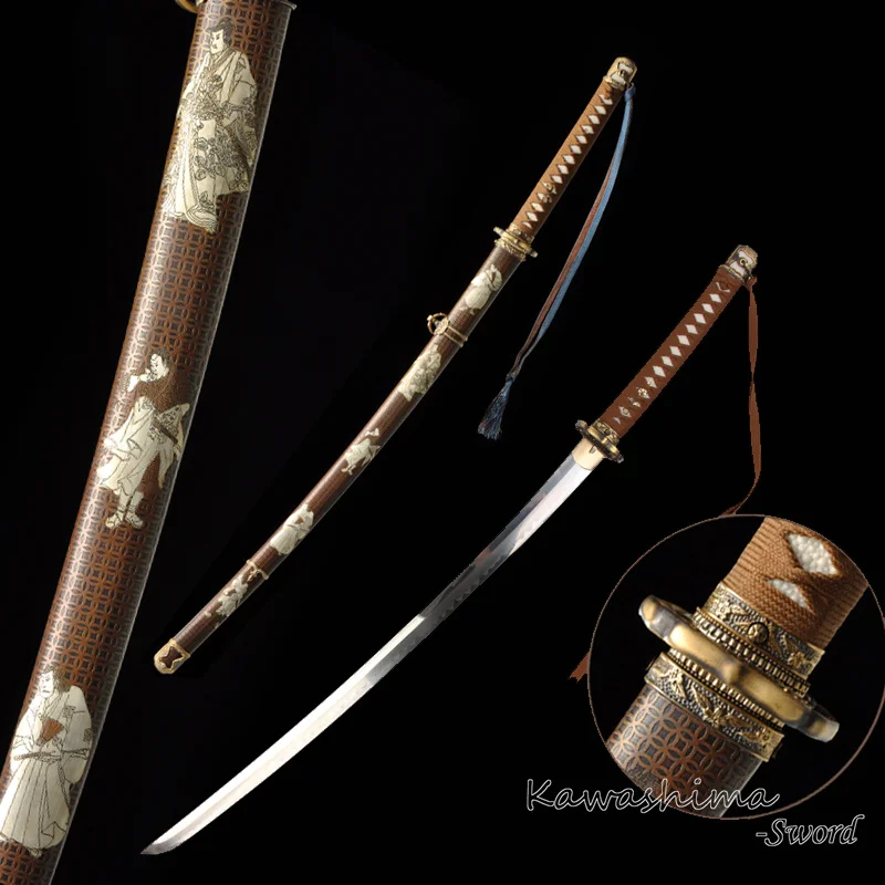 Японский полицейский Меч Катана глина закаленное 1095 Высокоуглеродистая сталь