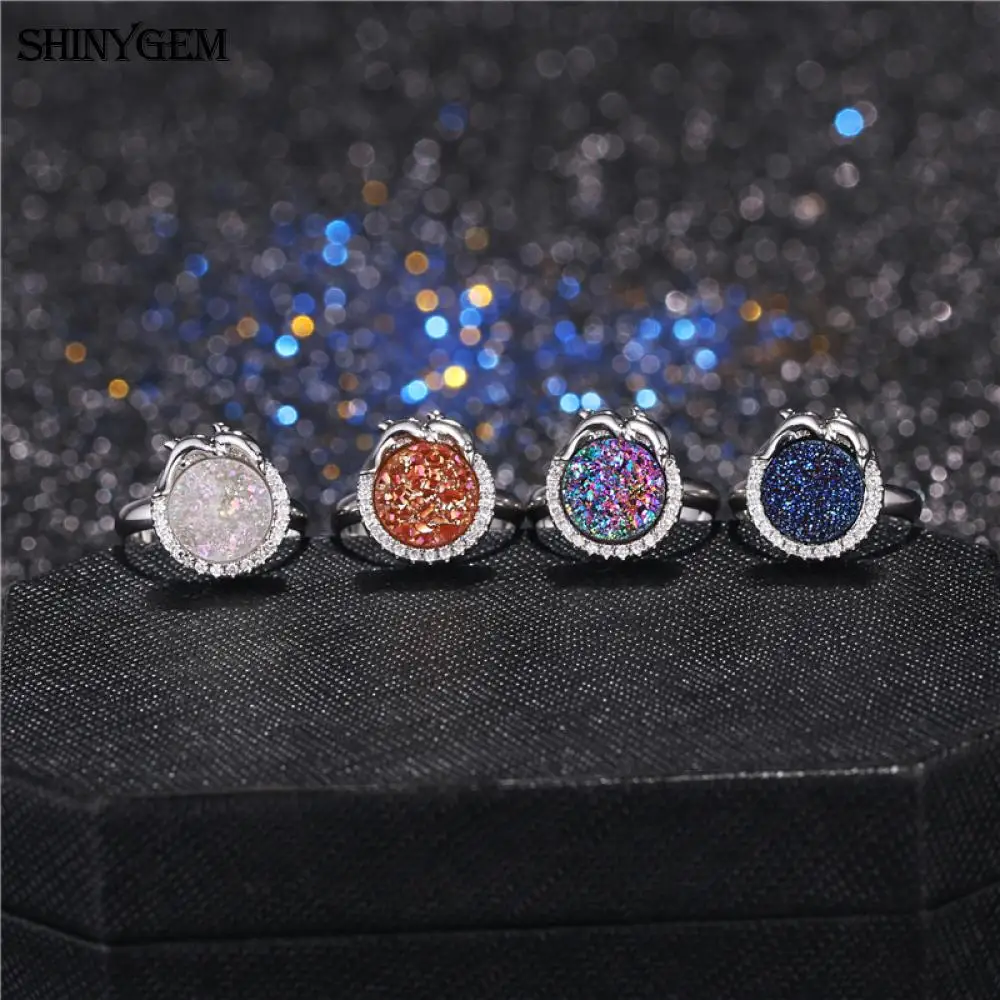 Женское кольцо с кристаллом ShinyGem регулируемое серебряным покрытием из