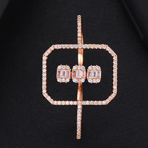 H069A Rose Gold GODKI Monaco дизайнерское роскошное массивное штабелируемое кольцо для женщин Свадебные с кубическим Цирконом обручальные Дубай панк Свадебные кольца на два пальца - Цвет основного камня: H069A Rose Gold