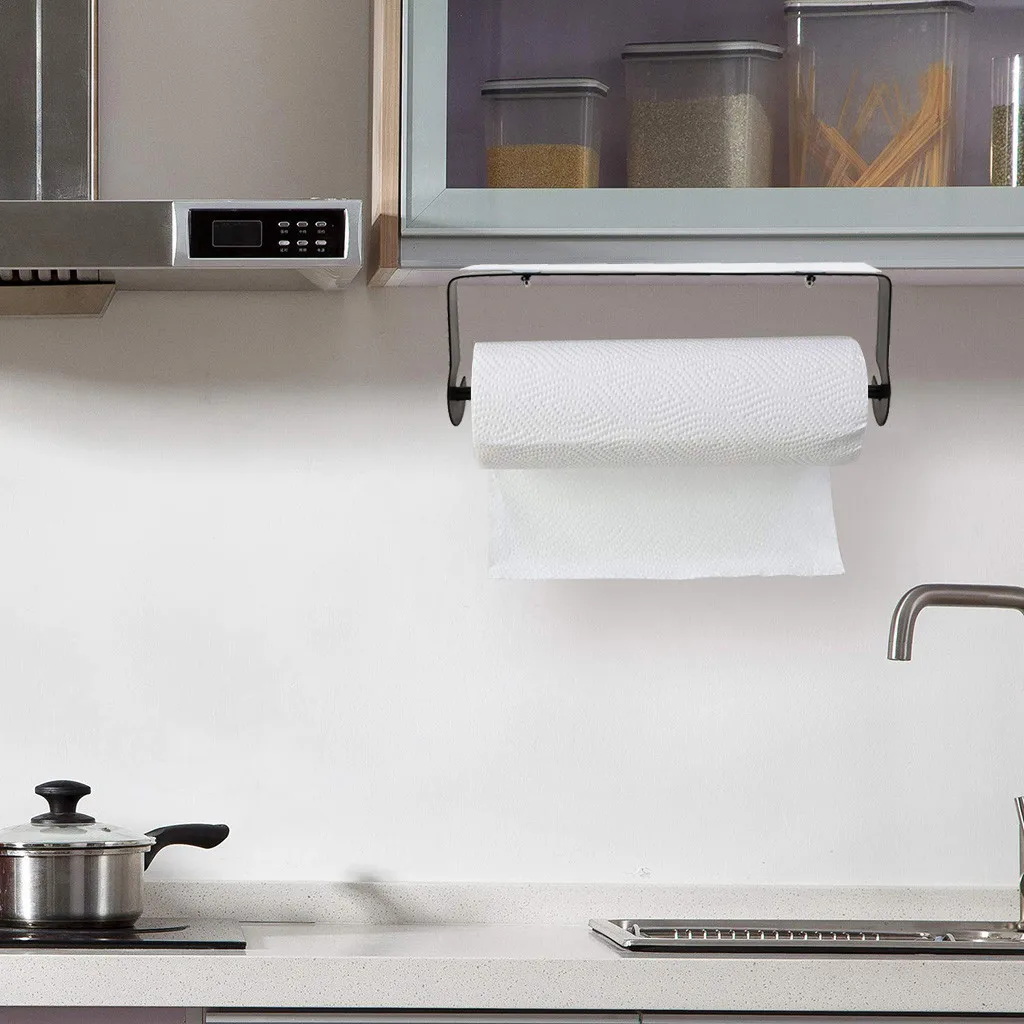 Kitchen Self-adhesive Roll Paper Holder Towel Storage Rack Tissue Hanger Cabinet Hanging Shelf Bathroom toilet paper holder | Дом и сад