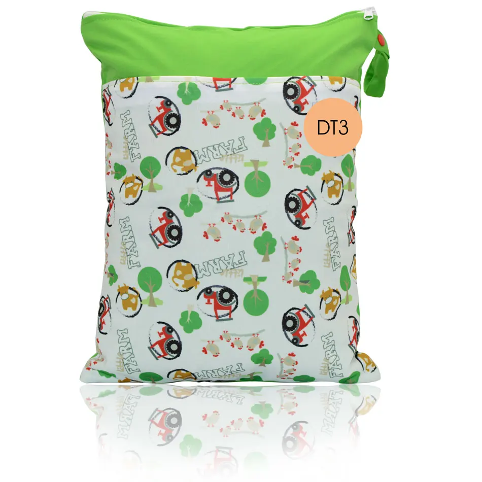 HappyFlute два кармана Wetbag, сумка для подгузников, двойная молния с ручкой - Цвет: dt3