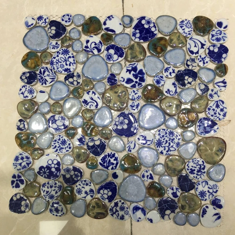 Новая китайская керамическая мосиаковая плитка с голубыми цветами коричневого
