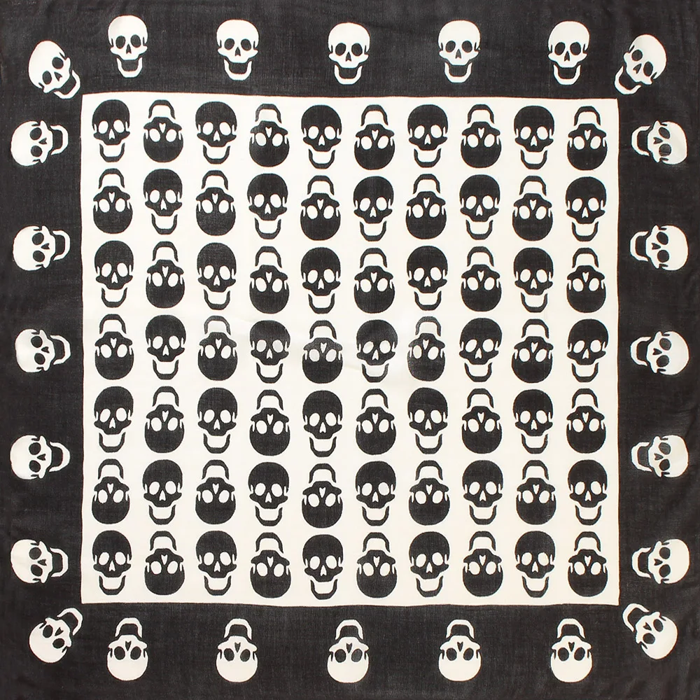 Классические квадратные шарфы из искусственного кашемира с черно белым принтом