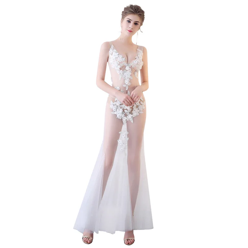 Белое нарядное платье с v образным вырезом из тюля на молнии вечернее vestido de