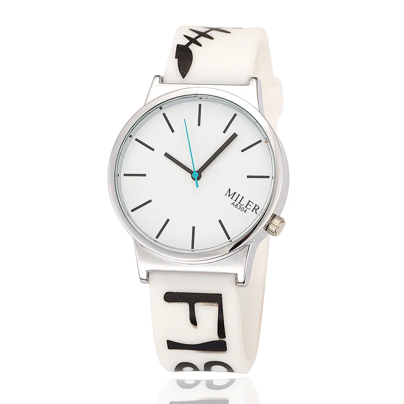 2017 моды miler кварцевые часы женщины одеваются силиконовые печати студенческий