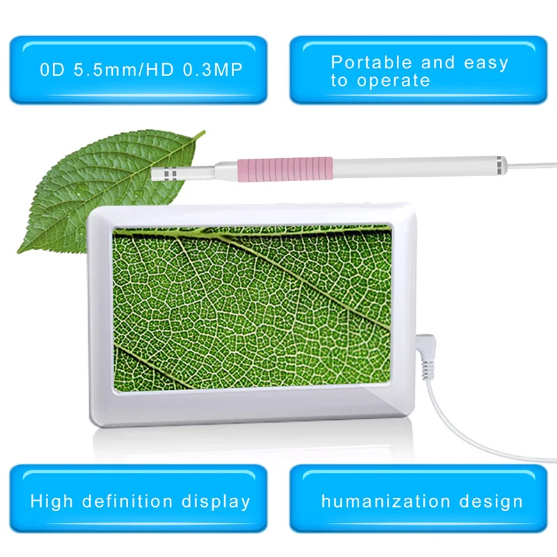 5.5mm Lens Ear Cleaning Endoscope 4.3 Inch HD Display Screen Visual Spoon Visible Tool with 6 LEDs | Красота и здоровье