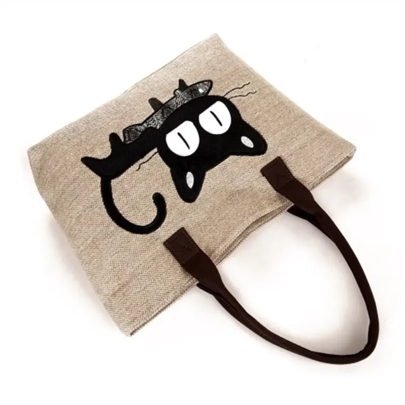 Женская сумка через плечо холщовая Большая вместительная льняная хозяйственная