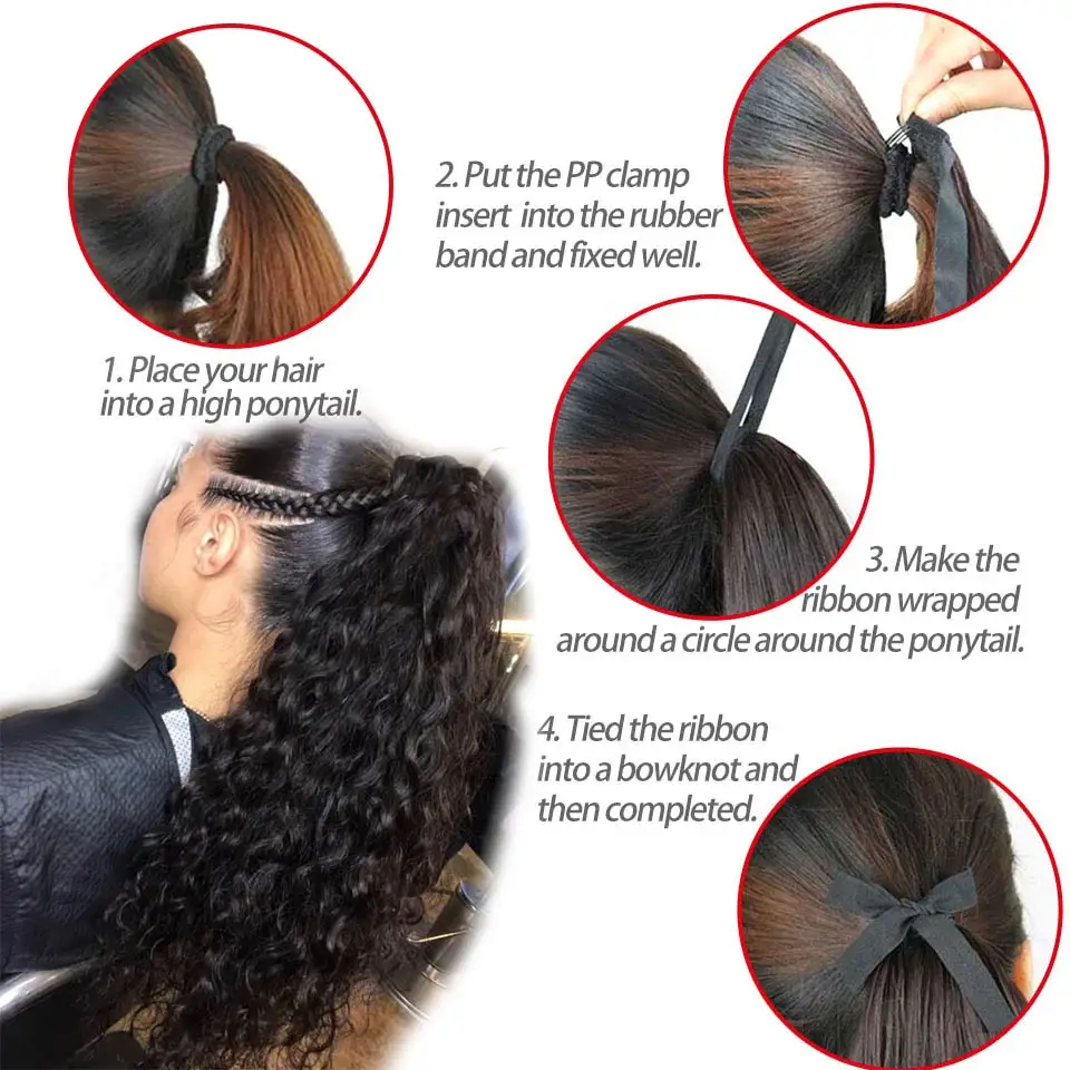 HiDoLA длинный афро кудрявый шнурок хвост синтетический парик пони волос кусок для