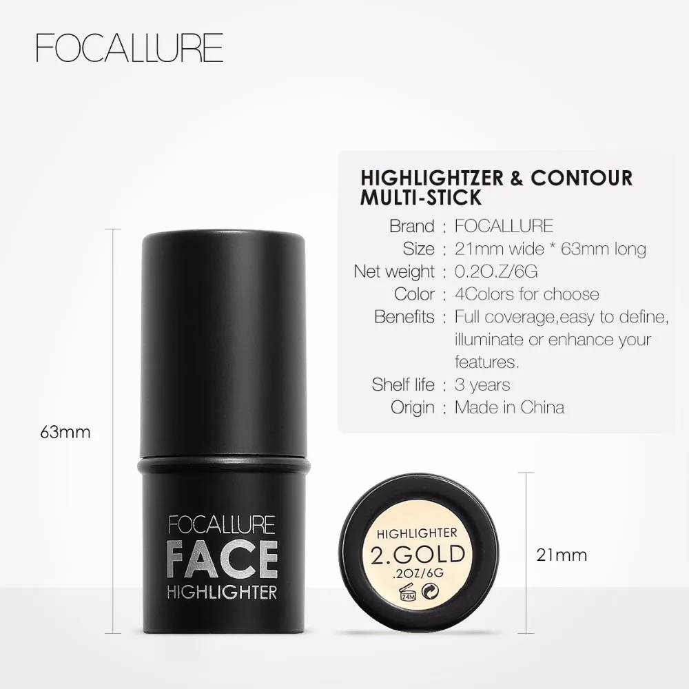 Хайлайтер FOCALLURE Stick осветитель косметика осветляет лицо легко носить хайлайтер