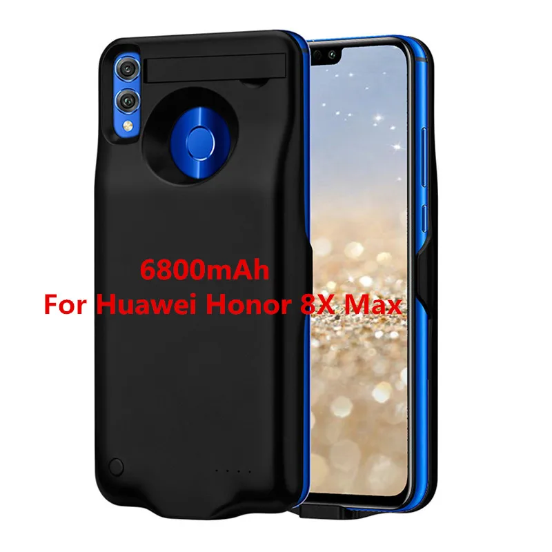 Ультра тонкий внешний аккумулятор 6000/6800 мА/ч для huawei Honor 8X, портативное зарядное устройство для Honor 8X MAX, внешний аккумулятор - Цвет: For honor8Xmax black