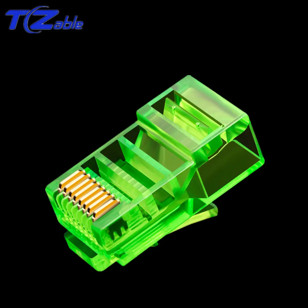 RJ45 8P8C разъем Cat5e цветной сетевой кабель кристальная головка Чистый медный с золотым покрытием разъем компьютера Ethernet сетевой адаптер 100 шт
