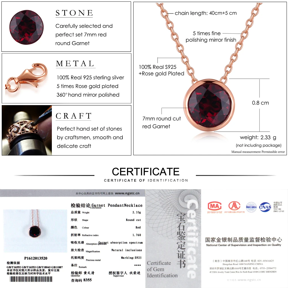 Женское ожерелье из серебра 925 пробы с красным гранатом|necklace necklace|necklace simplenecklace