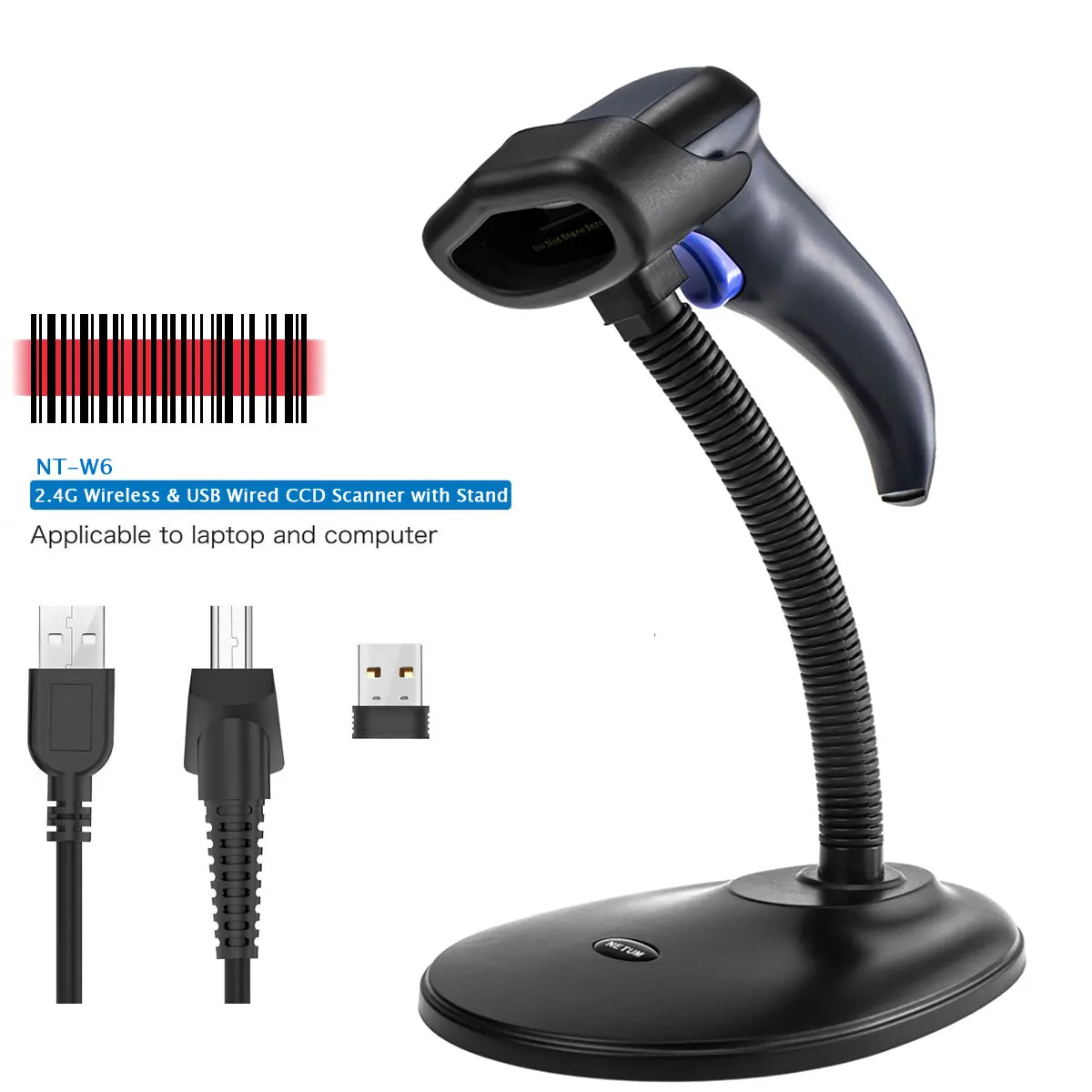 NETUM W6 беспроводной CCD сканер штрих-кода с подставкой и W8-X Bluetooth 2D считыватель штрих-кода QR матрица данных PDF417 IOS Android Windows