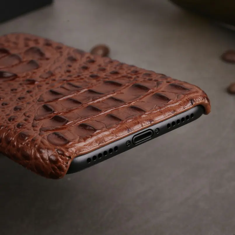 Чехлы для телефонов iPhone XS Max с рисунком головы крокодила, чехол из натуральной кожи для iPhone X XS XR 6 6s 7 8 Plus, чехол из воловьей кожи