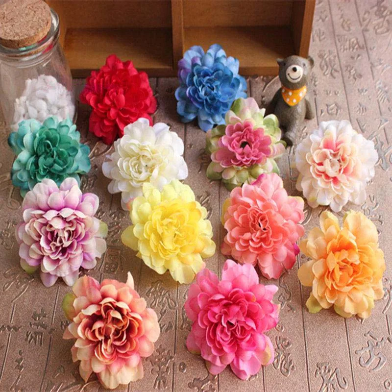 

6CM Head,12Colors,50PCS Peonies,Artificial Silk Peony,Fake Small Roses Heads For Wrist Corsages,Wedding Bouquet,Home Arrangement