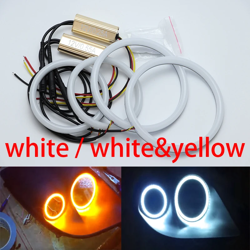 

For Fiat Coupe 1993 1994 1995 1996 1997-2000 White & yellow Cotton LED Angel eyes kit halo ring Turn signal light