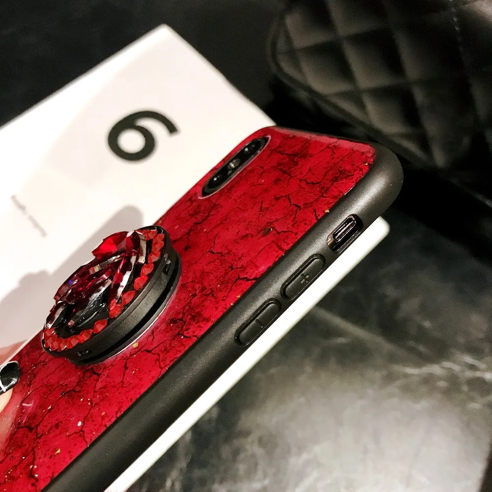 Diamond Marble pattern Glitter For Huawei P10 P20 Plus Pro Lite Cases Bling Violet Emerald Rhinestone case Hairball Lanyard |