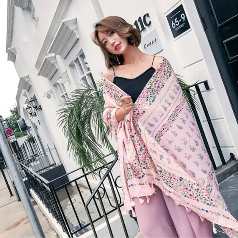12 pink floral Новинка 110*180 см саржевое хлопковое парео, сексуальное пляжное покрывало для женщин, большой шарф, купальник, бикини, покрывало, Осенние пляжные саронги, коврики - Цвет: 12 pink floral