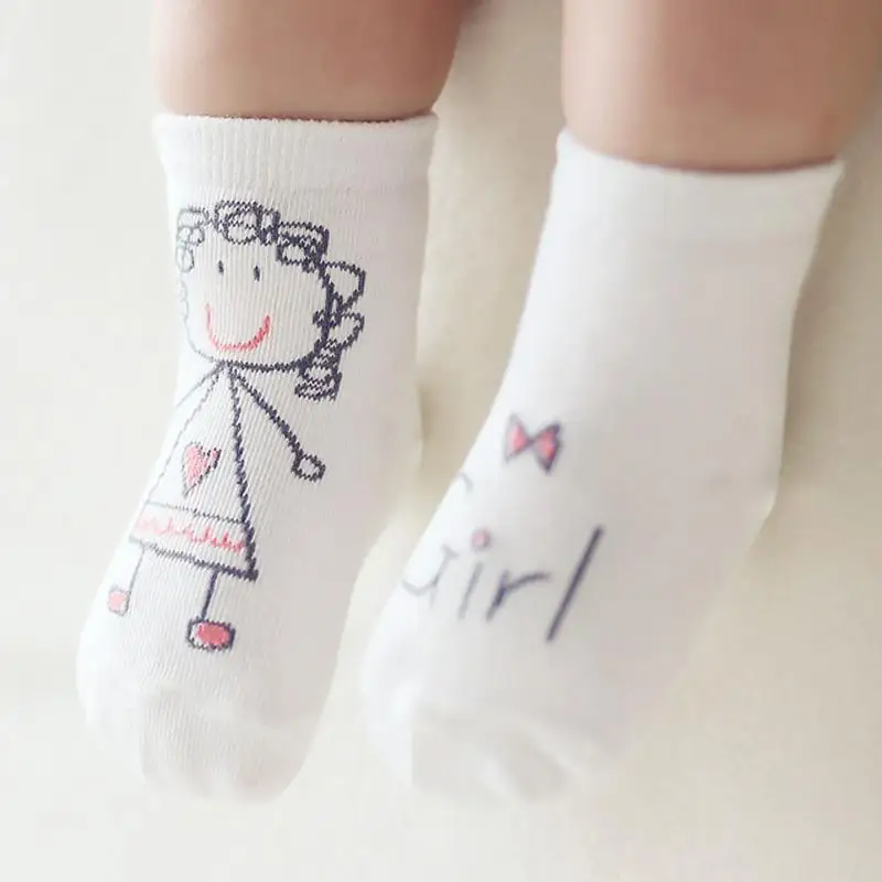 Girl Милые носки для малышей весенне-осенние носки для новорожденных хлопковые Асимметричные нескользящие носки для маленьких мальчиков и девочек зимние#320 - Цвет: Girl