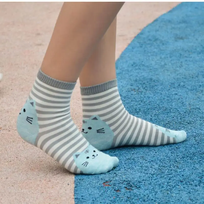 1 пара женские хлопковые носки в полоску|socks winter|womens cotton sockscat socks |