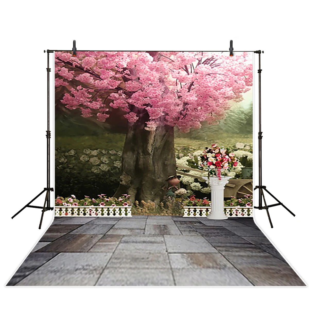 Allenjoy фотофоны розовые цветы дерево кирпичи свадебный фон красивый романтический