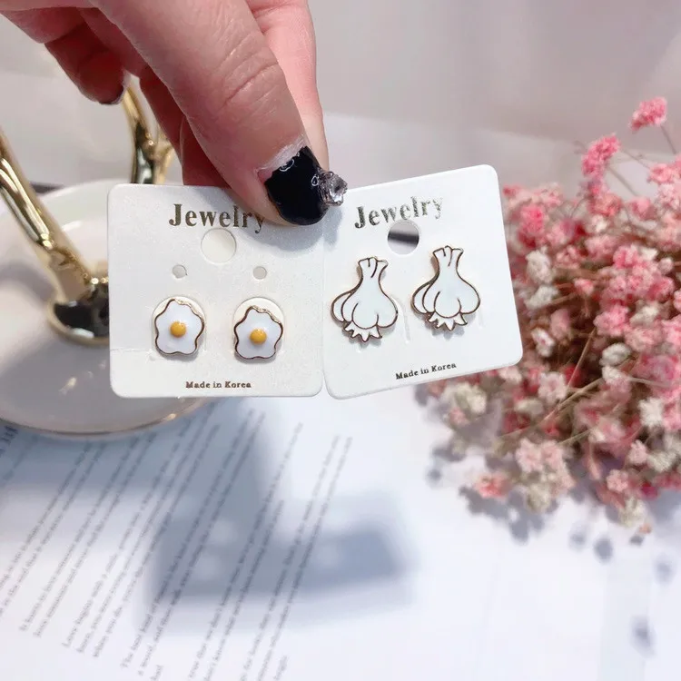eggs garlic food drop glaze earrings Hypoallergenic fadeless alloy fashion jewelry stud women gift | Украшения и аксессуары