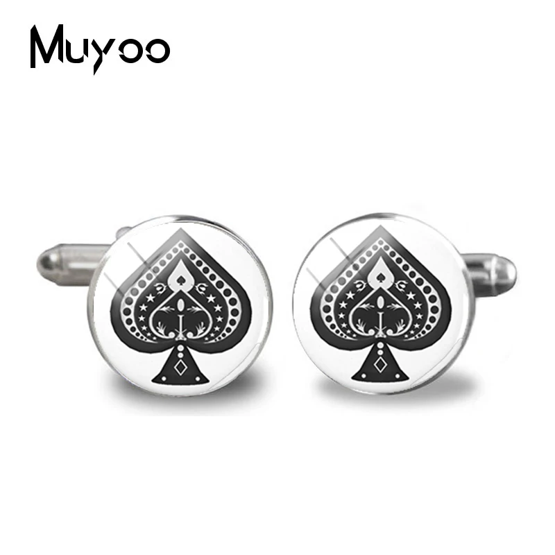 Новинка 2018 запонки для покера игральные карты манжеты подарок жениха круглая