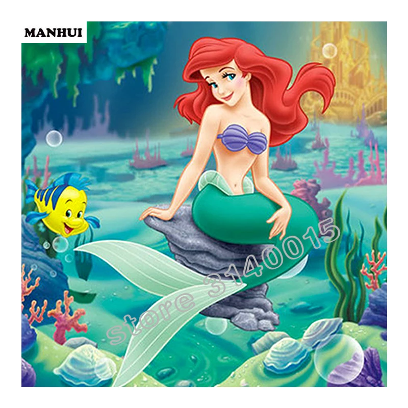 Diamond Вышивка 5D DIY алмазов картина Мультфильм Русалка алмазная живопись горный