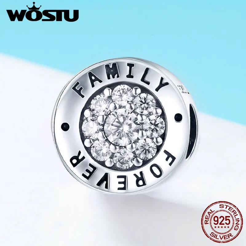 WOSTU, лидер продаж, чистое 925 пробы, серебро, семья, навсегда, шарм, подходит, браслет из бусин, сделай сам, ювелирные аксессуары, подарок CQC814