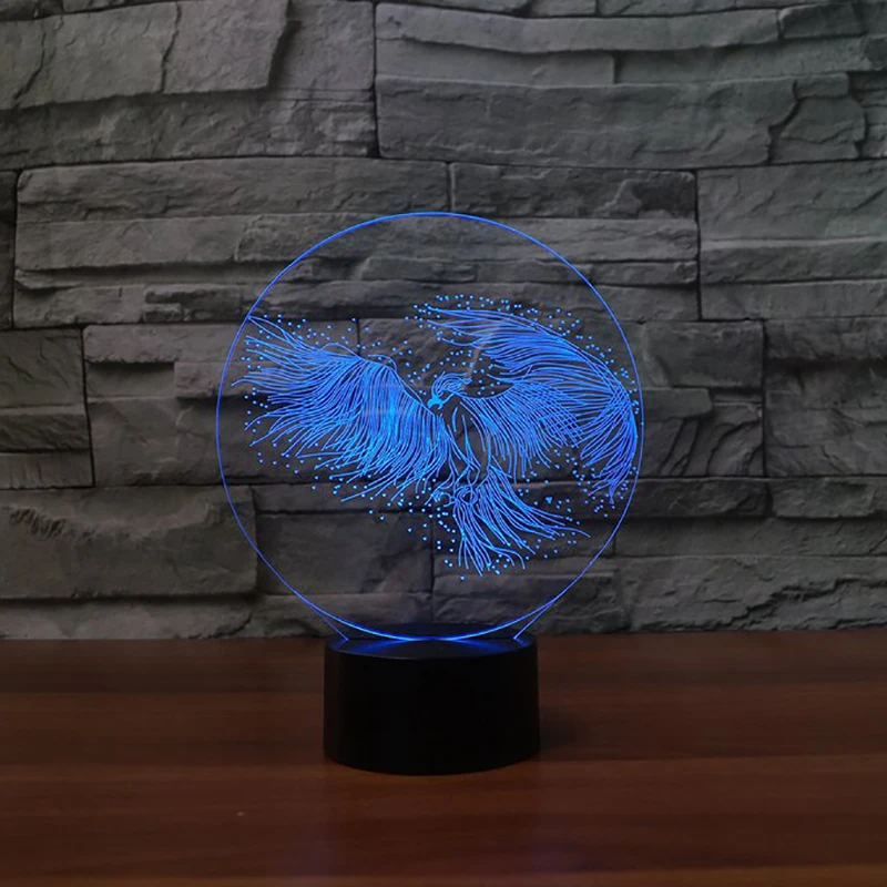 Creative USB 7 Colors Changing Parrot 3D LED Lamp Mood Bedroom Bedside Desk Luminarias Night Light Gift Lighting Bird Decor | Лампы и