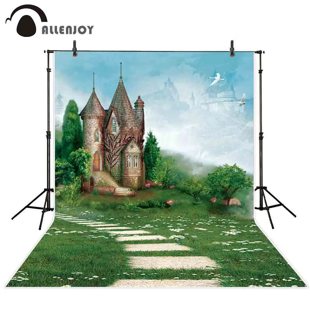 Весенний фон для фотосъемки Allenjoy в стиле ретро сказочный замок Лебедь деревья