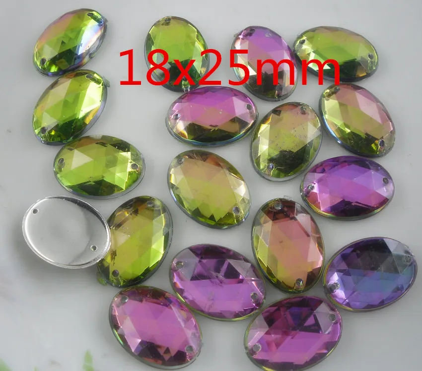 Нижнее отверстие шпиль Ограненный Овальный цветной акриловый кристалл серебро
