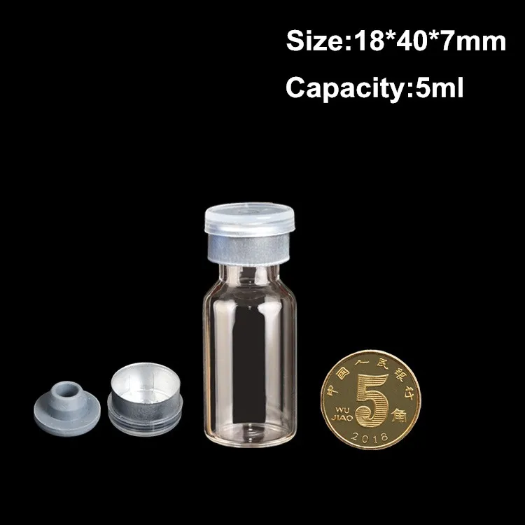 

300 x 5ML Clear Empty Small Mini Butyl Silocone Rubber Stopper Glass Bottles Vials Jar 18x40mm