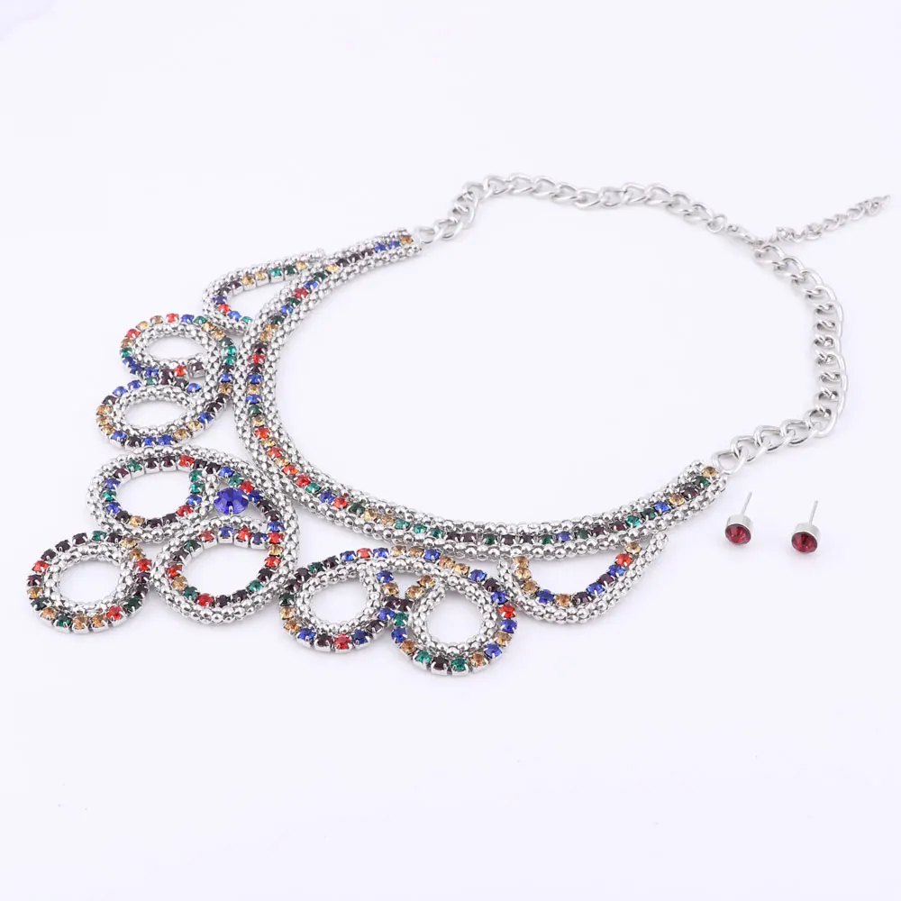 Новый модный посеребренный Кристалл Свадебный комплект ювелирных изделий для