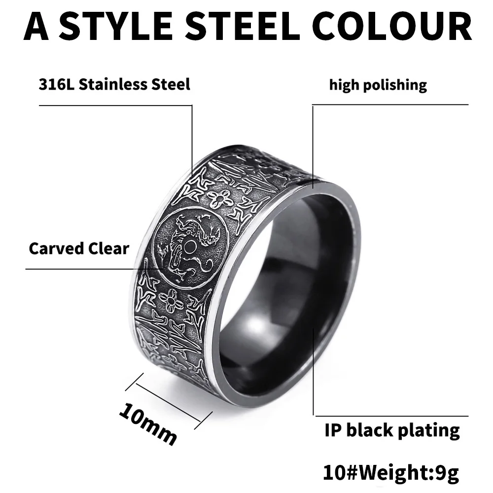 A STYLE-STEEL Байер 316L нержавеющая сталь Игра престолов Четыре семьи Высокое качество для мужчин Личность Винтаж модное кольцо ювелирные изделия LR376 - Цвет основного камня: A STYLE-STEEL